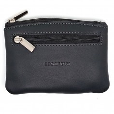 Monedero cuero 2 cremalleras con argolla para Llave CLASSIC negro
