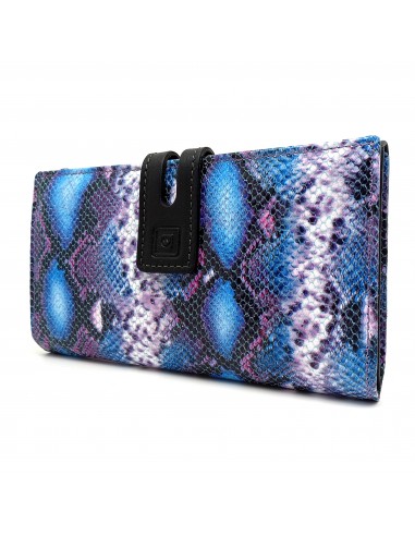 Monedero billetero de piel para mujer grande HIDRA azul