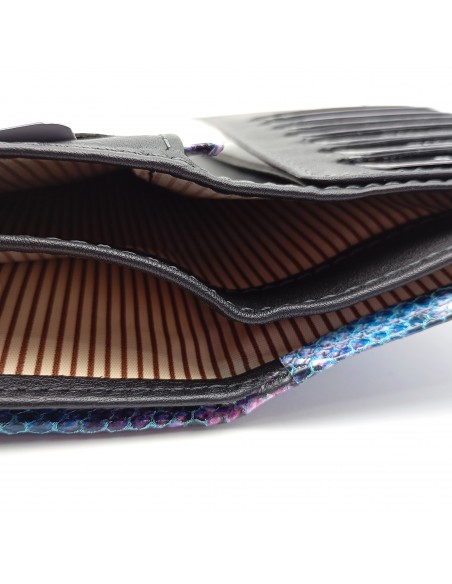 Monedero billetero de piel para mujer grande HIDRA azul