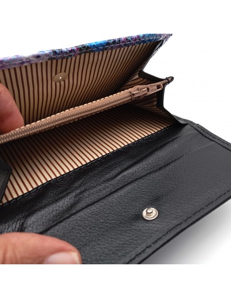 Monedero billetero de piel para mujer grande HIDRA azul