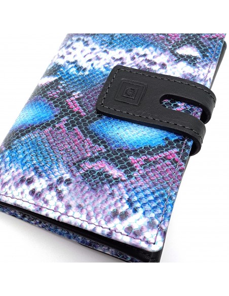 Monedero billetero de piel para mujer grande HIDRA azul