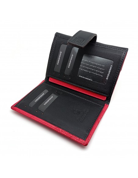 Monedero Billetera en Piel Para Mujer Tamaño Mediano, CACHEMIR fucsia compartimentos