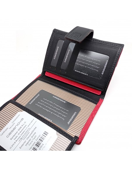 Monedero Billetera en Piel Para Mujer Tamaño Mediano, CACHEMIR fucsia compartimentos internos