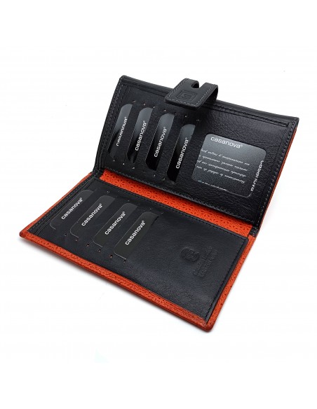 Monedero Billetera de Piel para Mujer Tamaño Grande, FELIZIA Naranja compartimentos