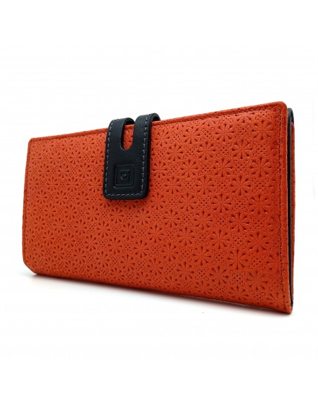 Monedero Billetera de Piel para Mujer Tamaño Grande, FELIZIA Naranja
