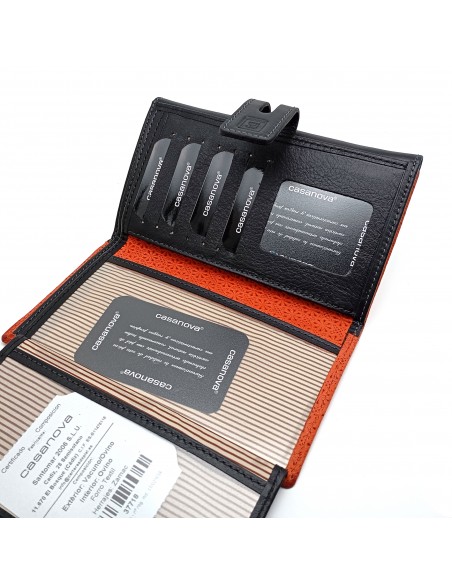 Monedero Billetera de Piel para Mujer Tamaño Grande, FELIZIA Naranja compartimentos internos