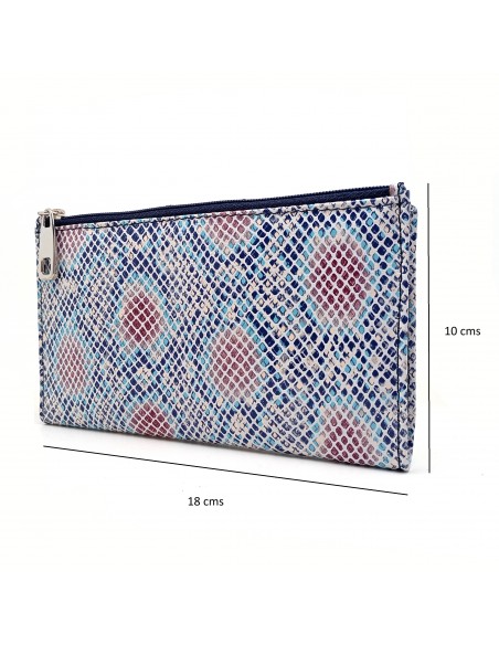 Monedero billetero de piel para mujer grande JADORE azul, medidas