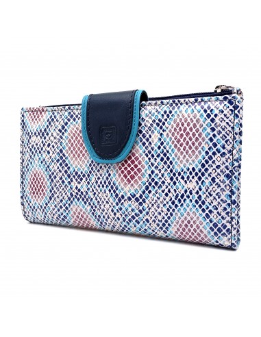 Monedero billetero de piel para mujer grande JADORE azul