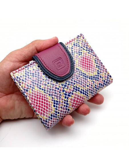 Cartera de piel para Mujer Pequeña con Monedero interior, JADORE malva parte externa.