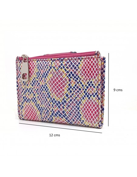 Cartera de piel para Mujer Pequeña con Monedero interior, JADORE malva medidas.