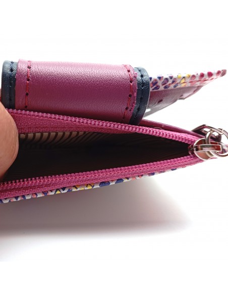Cartera de piel para Mujer Pequeña con Monedero interior, JADORE malva, compartimento interno