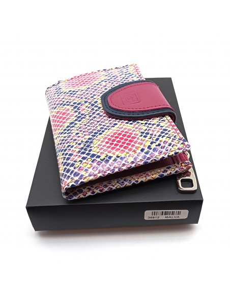 Cartera de piel para Mujer Pequeña con Monedero interior, JADORE malva con caja