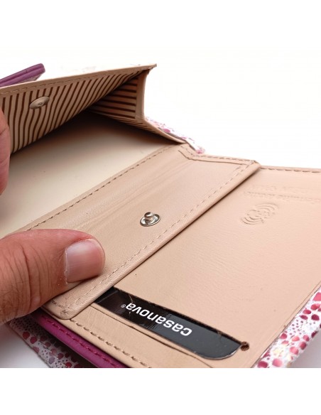 Cartera de piel para Mujer Pequeña con Monedero interior, PEZRAYA, color malva, compartimientos para monedas