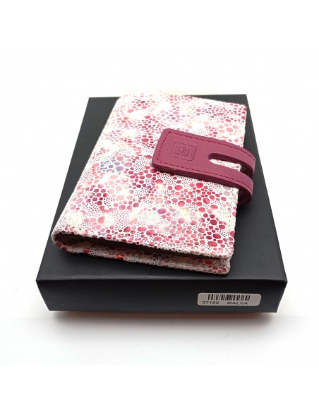 Cartera de piel para Mujer Pequeña con Monedero interior, PEZRAYA, color malva con caja.