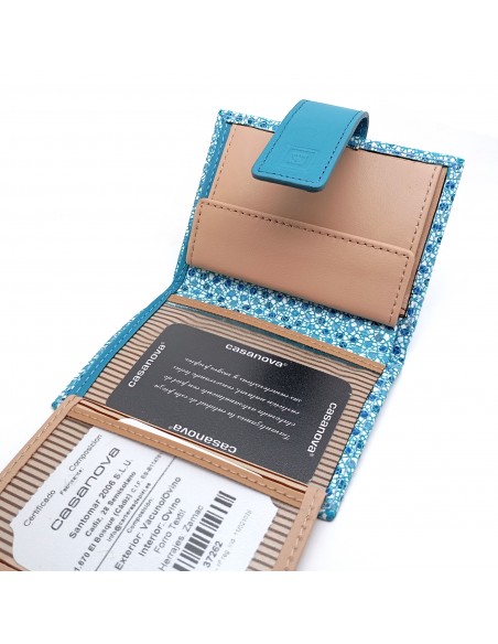 Cartera de piel para Mujer Pequeña con Monedero interior, MELISA turquesa compartimentos internos