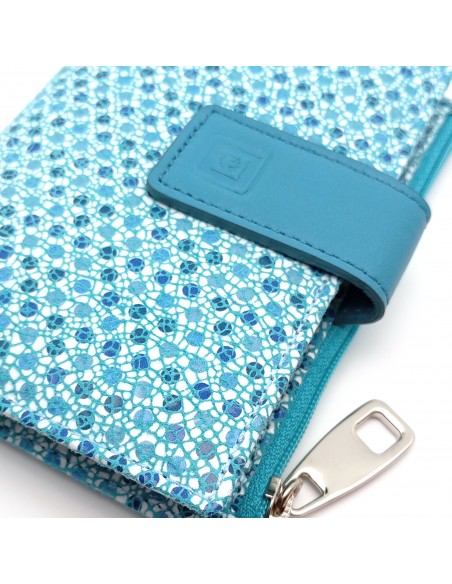 Cartera de piel para Mujer Pequeña con Monedero interior, MELISA turquesa exterior.