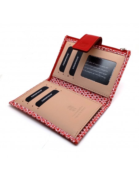 Monedero Billetera en Piel Para Mujer con cremallera,  Tamaño Mediano, MELISA rojo PARTE INTERNA