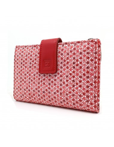 Monedero Billetera en Piel Para Mujer con cremallera,  Tamaño Mediano, MELISA rojo