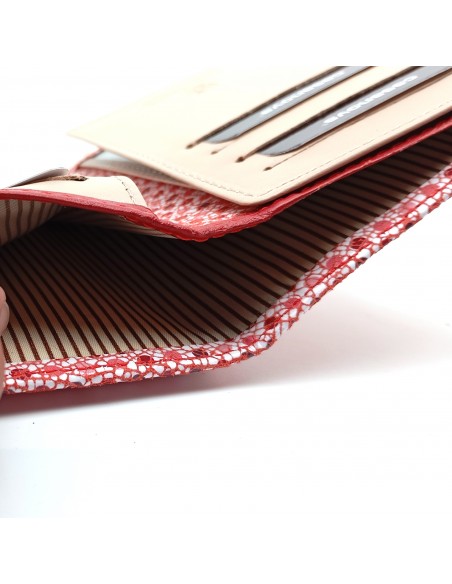 Monedero Billetera en Piel Para Mujer con cremallera,  Tamaño Mediano compartimiento para billetes , MELISA rojo