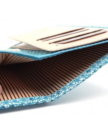 Monedero Billetera en Piel Para Mujer con cremallera,  Tamaño Mediano, MELISA azul compartimiento para billetes