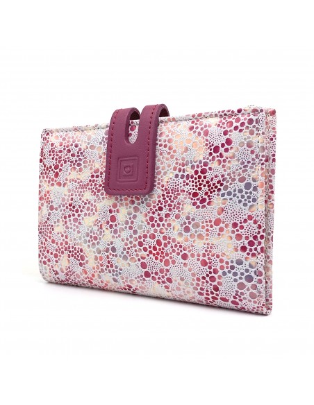 Monedero Billetera en Piel Para Mujer con cremallera,  Tamaño Mediano, PEZRAYA malva