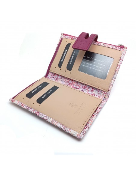 Monedero Billetera en Piel Para Mujer con cremallera,  Tamaño Mediano, PEZRAYA malva parte interna