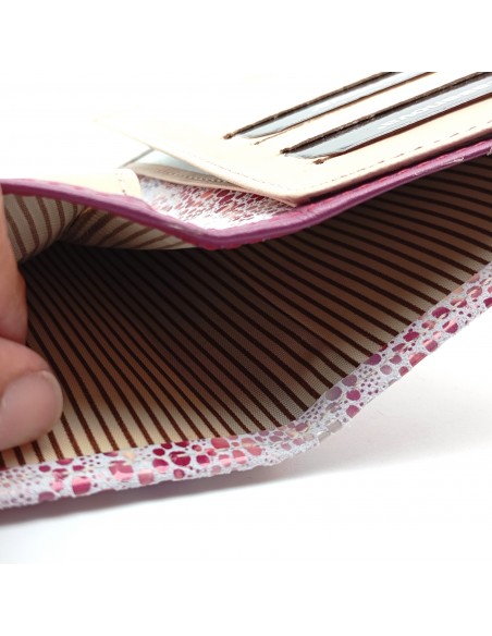 Monedero Billetera en Piel Para Mujer con cremallera,  Tamaño Mediano, PEZRAYA malva compartimiento billetes