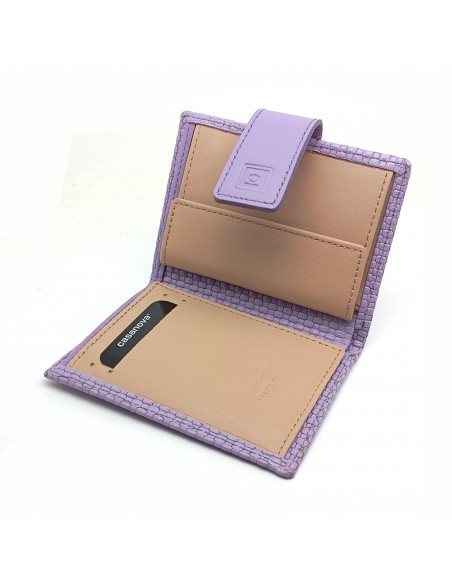 Cartera de piel para Mujer Pequeña con Monedero interior, NEXUS lila PARTE INTERNA