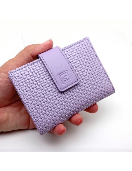 Cartera de piel para Mujer Pequeña con Monedero interior, NEXUS lila parte externa