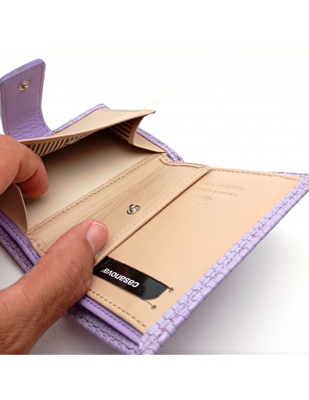 Cartera de piel para Mujer Pequeña con Monedero interior, NEXUS lila compartimiento para monedas