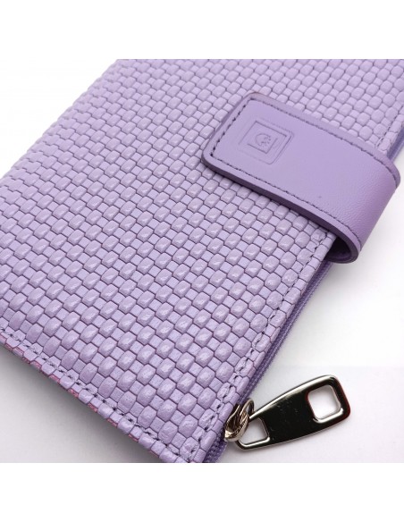 Cartera de piel para Mujer Pequeña con Monedero interior, NEXUS lila diseño trenzado