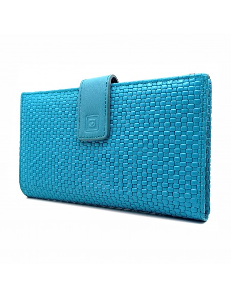 Monedero billetero de piel para mujer grande NEXUS turquesa