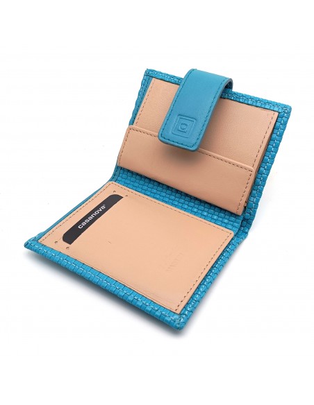 Cartera de piel para Mujer Pequeña con Monedero interior, NEXUS turquesa PARTE INTERNA