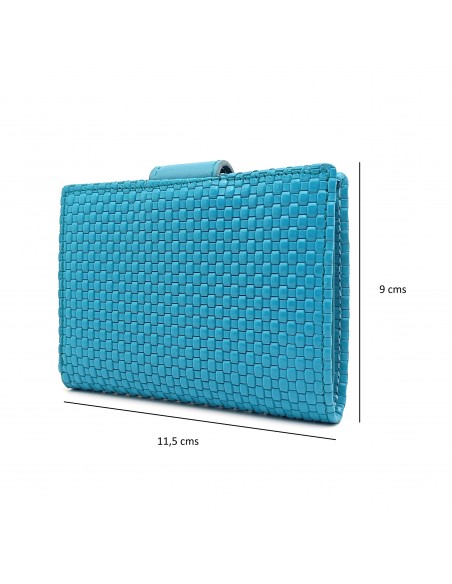 Cartera de piel para Mujer Pequeña con Monedero interior, NEXUS turquesa medidas