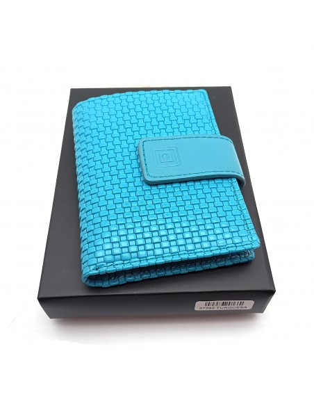 Cartera de piel para Mujer Pequeña con Monedero interior, NEXUS turquesa con caja,