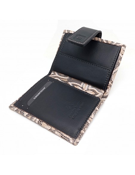 Cartera de piel para Mujer Pequeña con Monedero interior, LISS beige compartimiento interno