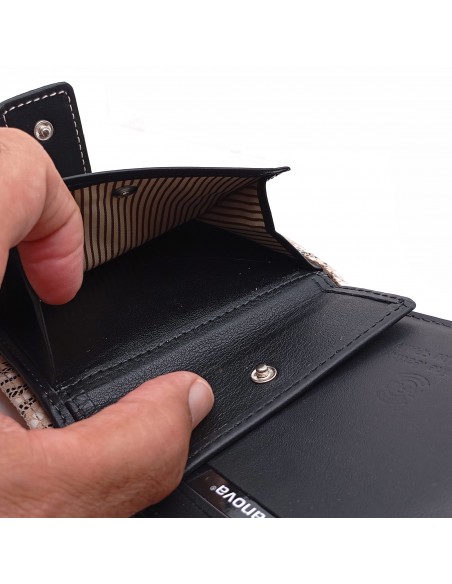 Cartera de piel para Mujer Pequeña con Monedero interior, LISS beige compartimiento para monedas