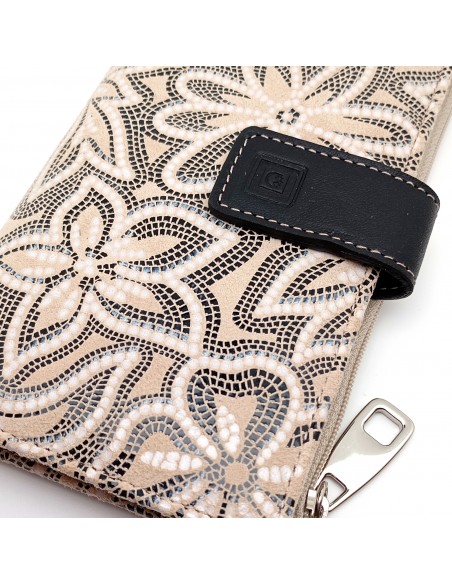 Cartera de piel para Mujer Pequeña con Monedero interior, LISS beige parte externa