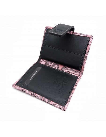 Cartera de piel para Mujer Pequeña con Monedero interior, LISS rosa parte interna