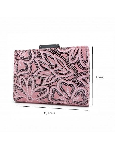 Cartera de piel para Mujer Pequeña con Monedero interior, LISS rosa medidas