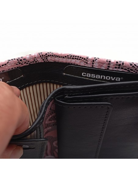 Cartera de piel para Mujer Pequeña con Monedero interior, LISS rosa compartimiento para billetes