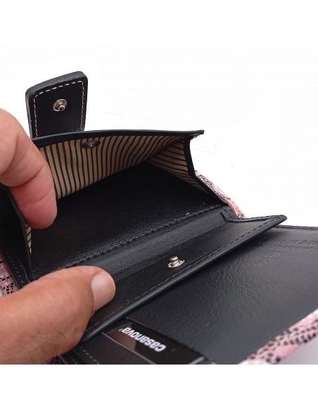 Cartera de piel para Mujer Pequeña con Monedero interior, LISS rosa compartimiento para monedas