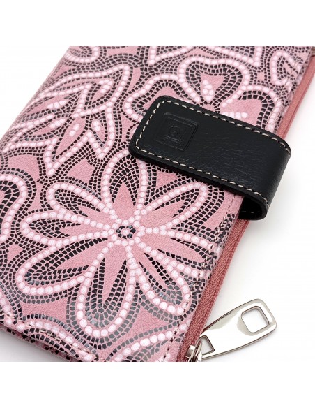 Cartera de piel para Mujer Pequeña con Monedero interior, LISS rosa estampado