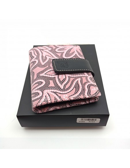 Cartera de piel para Mujer Pequeña con Monedero interior, LISS rosa con caja