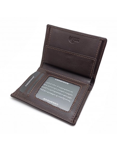 Cartera con monedero de piel para hombre COSTURA marron parte interna