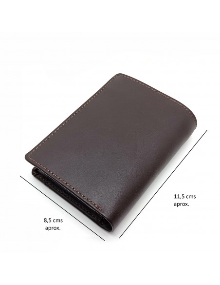 Cartera con monedero de piel para hombre COSTURA marron medidas