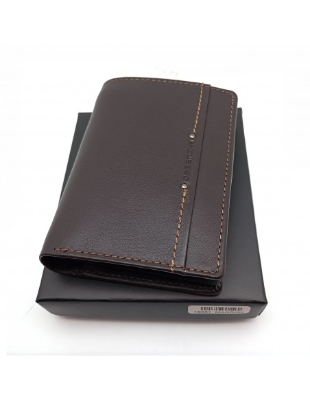Cartera con monedero de piel para hombre COSTURA marron con caja