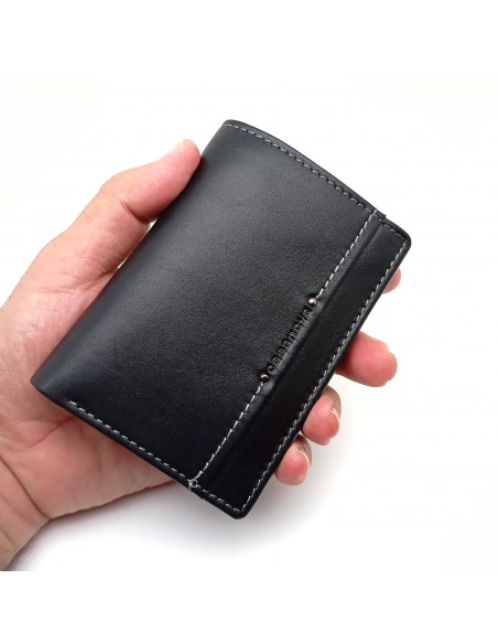 Cartera con monedero de piel para hombre COSTURA negro