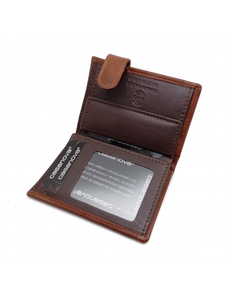 Cartera con monedero de piel para hombre VERONA marrón parte interna