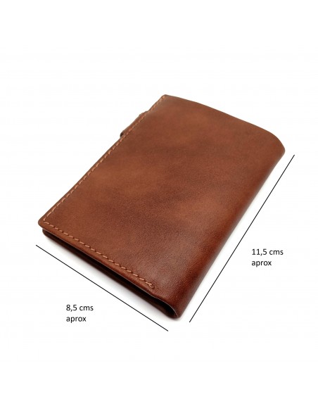 Cartera con monedero de piel para hombre VERONA marrón medidas